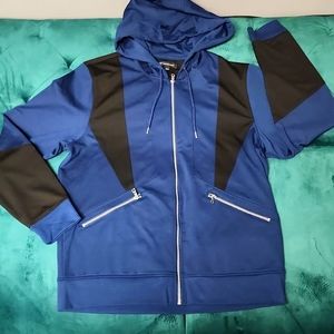 International Concepts Timeless Navy Zip UpHoodie Mens Size Large